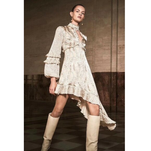 Alexis LIORA Asymmetrical Empire-Waist Keyhole Ruffle Long-Sleeve Dress - Picture 5 of 13